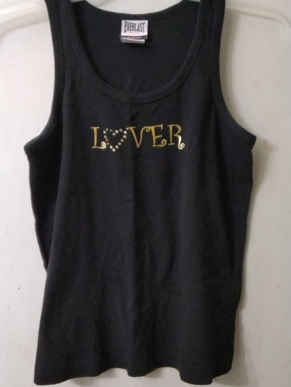 Everlast Black Tank Top with Gold 'LOVER' Script Women's Large